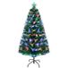 Uten Kunstkerstboom, glasvezel, 180 cm, met verlichting, 220 pvc-punten, geïntegreerde meerkleurige lampen, metalen standaard, kerstdecoratie