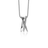 ZINZI zilveren luxe cross-over hanger 18mm bolletjes glad witte zirconia's ZIH2141