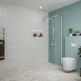 FortiFura Galeria inloopdouche - 40x200cm - mat glas - wandarm - mat wit