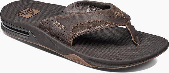 Reef Leather Fanning - Heren Slippers - Donkerbruin - Maat 47