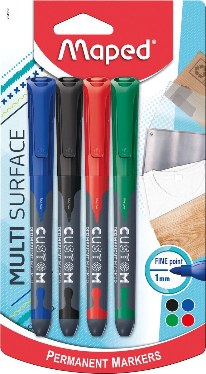 Maped Custom Permanent Markers - 4 Stuks - Multi
