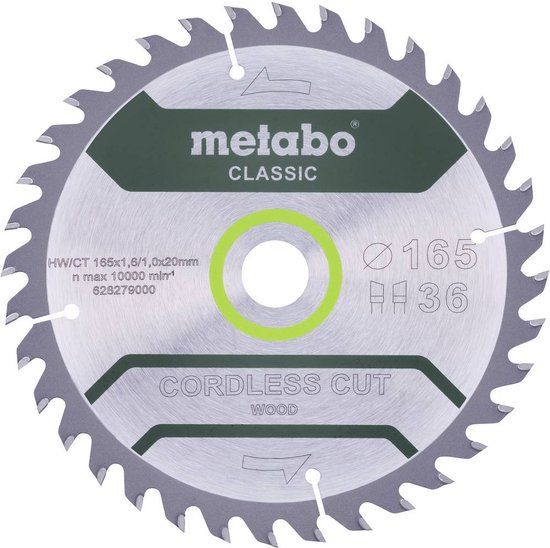 Metabo 628279000 HW/CT Cirkelzaagblad - 165 x 20 x 36T