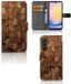 B2Ctelecom Book Style Case voor Samsung Galaxy A25 Wooden Cubes