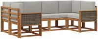 vidaXL - Buiten - bank - set - 6 - st - Naturel - en - lichtgrijs - Massief - Acacia - Hout