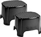 Plasticforte Solutions Opstapje - 2x - tabouret surélevé - 1 marche - noir - plastique - 35 x 33 x 25 cm - jusqu'à 150 kg
