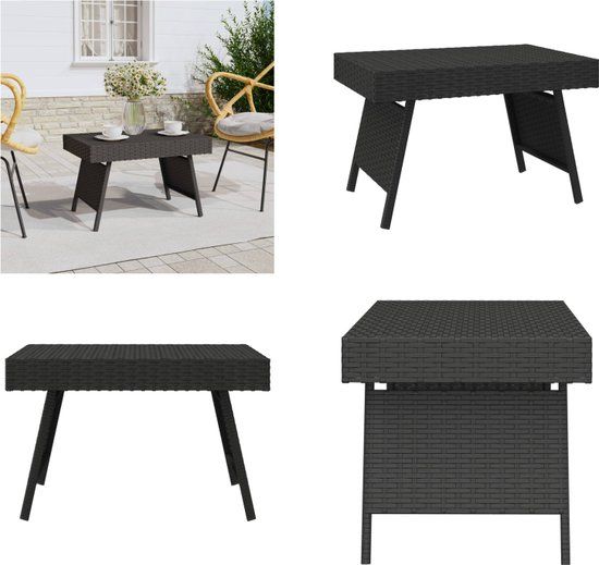 vidaXL Bijzettafel inklapbaar 60x40x38 cm poly rattan zwart
