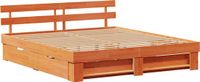 vidaXL Bedframe met lade, Wasbruin, 200 x 200 cm, Massief grenenhout