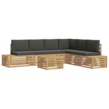 vidaXL 7-delige Buitenbank Set Polyester Wit en Antracietkleurig