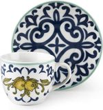 Excelsa Amalfi set van 6 espresso kopjes met schotel, porselein, wit, 90 ml