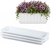 Plasticforte bac à fleurs avec plateau de récupération d'eau - 3x - blanc - rectangulaire - 48 x 18 cm