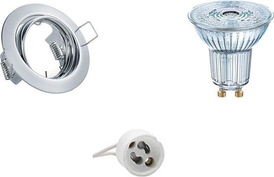 Osram - LED Spot Set - Parathom PAR16 930 36D - GU10 Fitting - Dimbaar - Inbouw Rond - Glans Chroom - 5.5W - Warm Wit 3000K - Kantelbaar Ã˜83mm