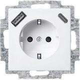 Busch Jaeger Busch-jaeger balance contactdoos inbouw - 1-voudig - randaarde - usb a/c - polarwit