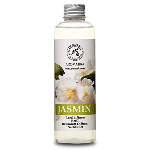 AROMATIKA trust the power of nature Navulling Jasmijn 200ml met Puur en Natuurlijke Essentiële Jasmijn Olie - Intensief & Langdurig Aroma Natuurlijk voon Aromatherapie - Diffuser - Luchtverfrisser - Huisparfum - Geurolie - zonder Alcohol