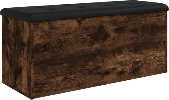 vidaXL Opbergbankje - 102x42x45 cm - Bewerkt Hout - Gerookt Eikenkleurig