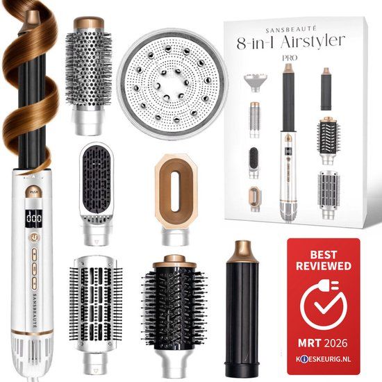 Sansbeauté 8-in-1 Airstyler - Hairwrap - Multistyler - 1400W - Incl. Accessories