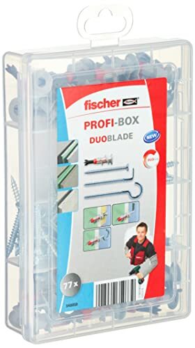 Fischer 548859 ProfiBox DuoBlade gipsplaatpluggen met schroef en haak assortimentsbox, zelfborend, sterke pluggen voor eenvoudige montage in gipskarton- en gipsvezelplaten, 77-delig