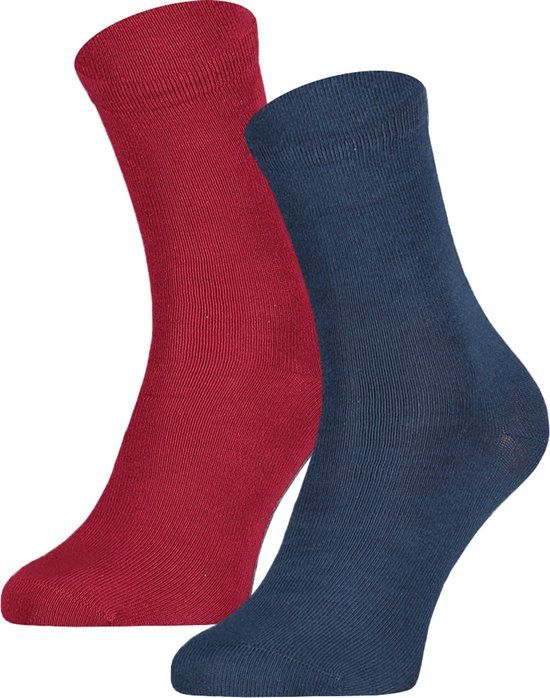 Yellow Moon Katoenen kindersokken effen – jeans-wine-red – 19-22