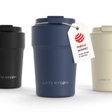 LARS NYSØM Bevægelse Thermos Coffee Mug-to-go 380ml - BPA-vrij met Isolatie - Lekvrije Roestvrijstalen Thermosbeker (Midnight Blue - Powder)