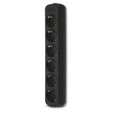 REV 0512391555 stekkerdoos, meervoudige stekkerdoos zonder kabel 6-voudig, max. 3500W, zwart