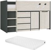 Vente-unique Combinatiebed hout lichtgrijs, antracietgrijs 90 x 190 cm