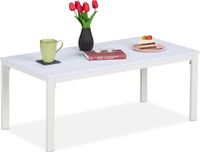 Merkloos Relaxdays Tuintafel laag, weerbestendig, houtlook, salontafel buiten, wit
