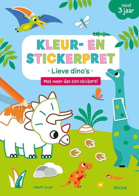 Deltas Kleur- en stickerpret - Lieve dino's