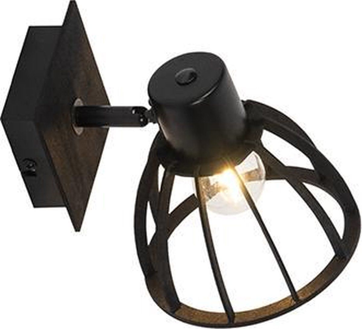 QAZQA fotu - Wandlamp - 1 lichts - D 18 cm - Zwart
