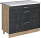 Vicco Keukenonderkast R-Line, Zwart beton/Goudkleurig Eiken, 100 cm marmer werkblad
