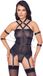 Cottelli Collection Jarretel Bandjes Body met Bondage Boeien - Zwart - Maat XL