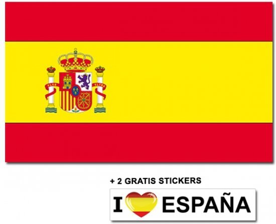 - Spaanse vlag met 2 gratis Spanje stickers