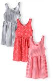 Minoti Jurk Meisjes 3-Pack - zomerjurk met strikbandjes