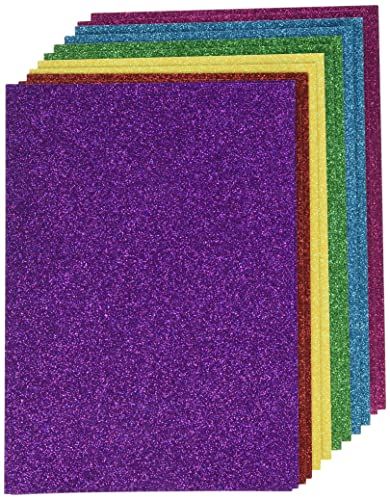 RAYHER 67363000 Glitterpapier mix - kleurrijk, zelfklevend, 12 vellen, DIN A5, 14,8 x 21 cm, 130 g/m2, 6 kleuren gesorteerd, glitterpapier om te knutselen