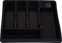 Whitefurze Organiseur de couverts/cuisine - 5 compartiments - Noir - 39 x 39 x 6 cm