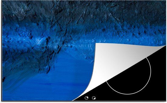 KitchenYeah® Inductie beschermer 77x51 cm - Olieverf schilderij met blauwe gloed - Inductiebeschermer