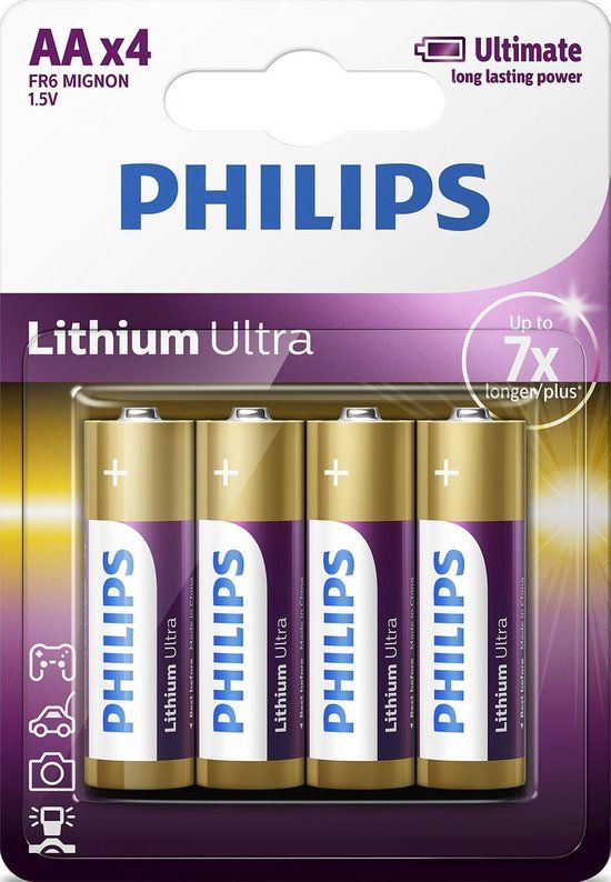 Philips AA Lithium Ultra Batterijen - 4 stuks