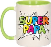 Bellatio Decorations Cadeau koffie/thee mok voor papa - groen - super papa - 300 ml - Vaderdag