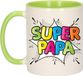 Bellatio Decorations Cadeau koffie/thee mok voor papa - groen - super papa - 300 ml - Vaderdag