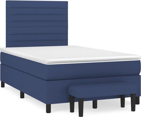vidaXL Boxspring met matras - Stof - Blauw - 120x200 cm