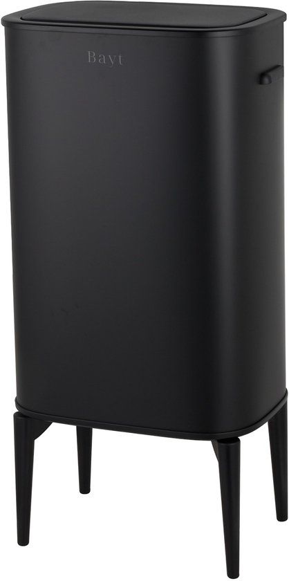 Bayt Prullenbak op pootjes - Prullenbak 60 Liter vuilniszakken - Vuilnisbak - Afvalbak - RVS - Zwart - 53L
