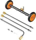 Merkloos Hogedrukreiniger Opzetstuk - Oppervlaktereiniger Onderstelreiniger - Terras Oprit Reinigen - 4000 PSI Hoge Druk - 40.6 cm Breed - Zilver