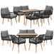Icecat Salon de jardin pour 6 personnes avec table WPC, canapé, chaises - résistant aux intempéries - corde tressée - coussins - salon d'extérieur - anthracite/bois