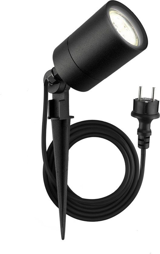 LEDVION LED Ground Spot Black - Aluminum - IP65 - GU10 Fitting - 2m Cable Incl. Plug