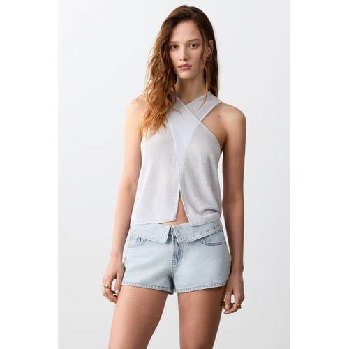MANGO TEEN low waist short light blue denim