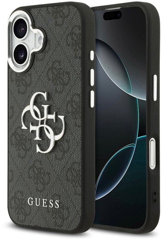 Guess Back Cover - iPhone 17 - Zwart - Rubberen bumper - Big Metal Logo