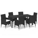 vidaXL 7-delige Tuinset met Kussens, Poly Rattan, Zwart