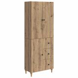 vidaXL - Bank loungeset - Bewerkt hout - Artisanaal eikenkleurig