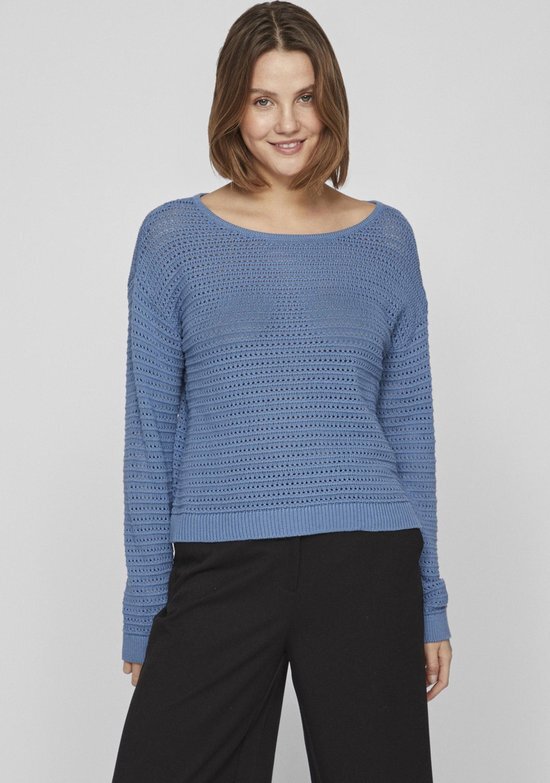 Vila Trui Vibellisina Boatneck L/s Knit Top - 14089578 Coronet Blue Dames Maat - L