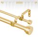 Double curtain rod, gold-colored, 167-304 cm, adjustable, iron