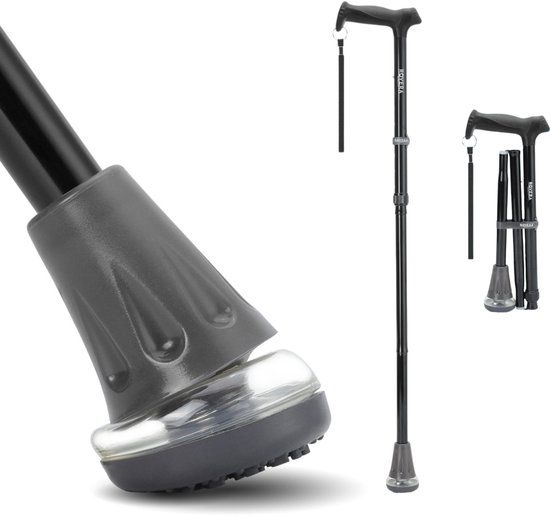 Rovera Mobility Rovera Air® Wandelstok – Verstelbaar en opvouwbaar – Antislip & Ergonomisch Handgreep – Schokabsorberend – Zwart