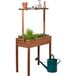 dobar® 58256FSCe Verhoogd bloembed Florenz massief hout, slabed met verhoogde plank, smal balkonbed, verhoogd groentebed inclusief plantenvlies, 80 x 40 x 145 cm, bruin